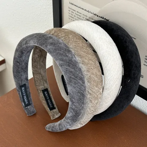 Vintage Gepolsterter Samt Haarreif Einfarbig Hoher Schädeleffekt Schwamm Haarband Handgefertigt Koreanischer Stil Damen Kopfschmuck
