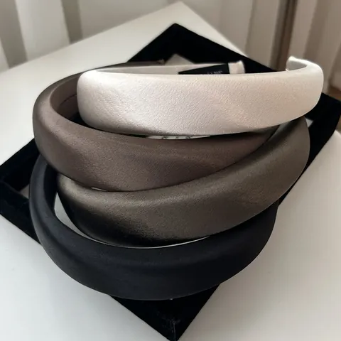 Cerchietto in Raso Imbottito in Spugna da Donna Retrò Falda Larga Parte Superiore del Cranio Alta Tinta Unita Fatto a Mano Stile Coreano Accessori per Capelli