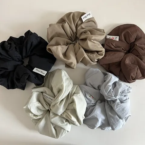 Chouchou Surdimensionné en Coton Air Français Couleur Unie Plissé Élastique Cheveux Accessoires de Cheveux en Tissu pour Femme
