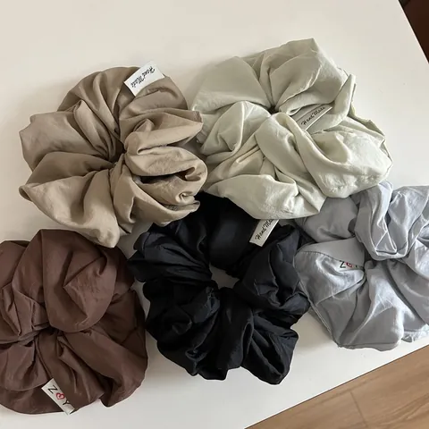 Chouchou Surdimensionné en Coton Air Français Couleur Unie Plissé Élastique Cheveux Accessoires de Cheveux en Tissu pour Femme