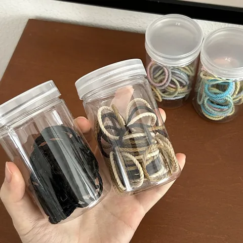 High Elasticity Woven Hair Ties For Women Ponytail Holders Minimalist Durable Hair Bands With Storage Tube Assorted Colors