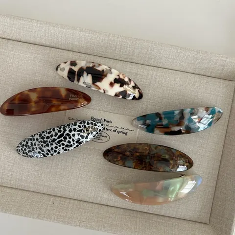 Vintage French Style Acetate Oval Arc Hair Clip Leopard Marble Pattern Spring Barrette For Women Elegant Hair Accessory