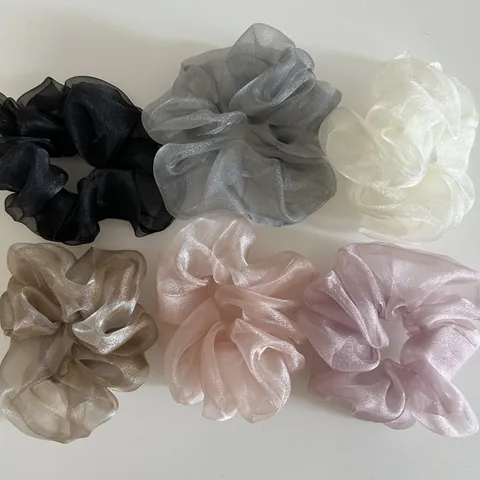 Korean Style Elegant Organza Scrunchie Pearlescent Mesh Hair Band Pleated Hair Tie Sweet Ponytail Holder Accessory For Women