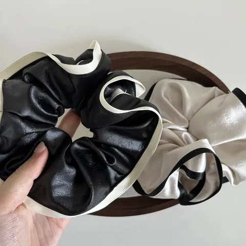 Französischer Stil Großer Satin Scrunchie Kontrastpaspelierung Eleganter Übergroßer Haargummi Haarseil Für Damen Mode Täglich Haarschmuck