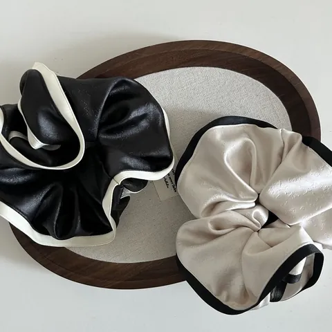Französischer Stil Großer Satin Scrunchie Kontrastpaspelierung Eleganter Übergroßer Haargummi Haarseil Für Damen Mode Täglich Haarschmuck