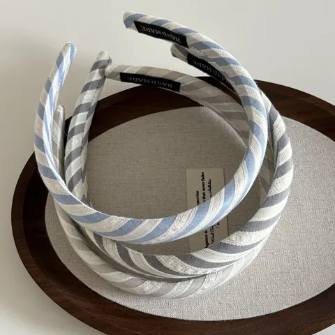 Serre-tête Rembourré en Tissu Rayé Bandeau Éponge Fait Main pour Femmes Vintage Mode Accessoires de Coiffure Head Hoop