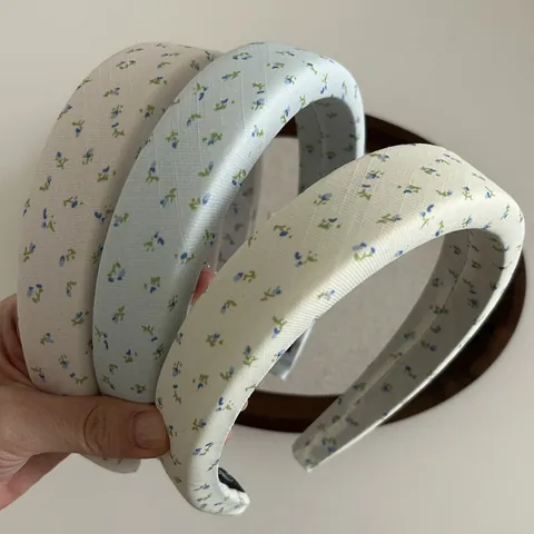 Fresh Floral Padded Headband For Women Sweet Cloth Wrapped Sponge Hair Band Small Flower Print Daily Fashion Hair Accessories
