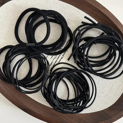 Minimalist Elastic Hair Ties For Women Black High Stretch Woven Hair Bands Bow Knot Ponytail Holder Hair Accessories