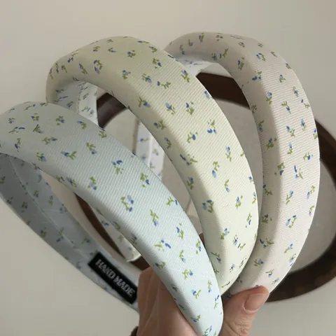 Fresh Floral Padded Headband For Women Sweet Cloth Wrapped Sponge Hair Band Small Flower Print Daily Fashion Hair Accessories