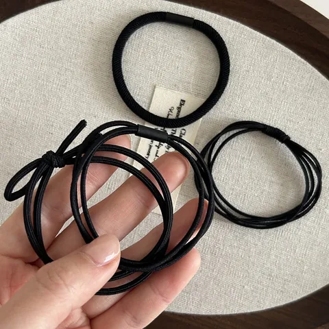 Minimalist Elastic Hair Ties For Women Black High Stretch Woven Hair Bands Bow Knot Ponytail Holder Hair Accessories