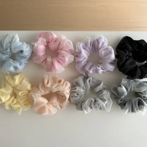 Elegant Layered Mesh Organza Scrunchies For Women Girls Sweet Korean Style Hair Ties Soft Solid Color Ponytail Holders Hair Accessories
