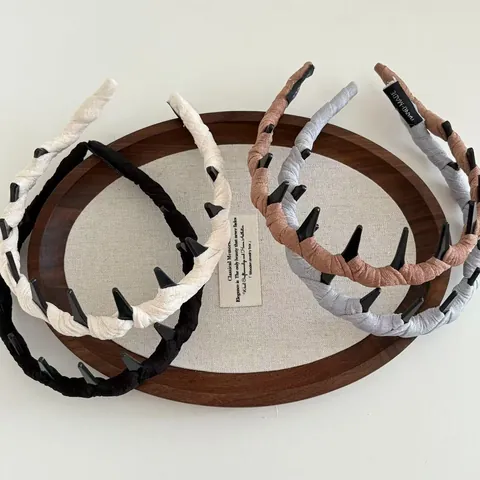 Korean Style Solid Color Braided Headband Non-Slip Teeth Fabric Wrapped Plastic Hair Hoop High Cranial Top For Women Styling