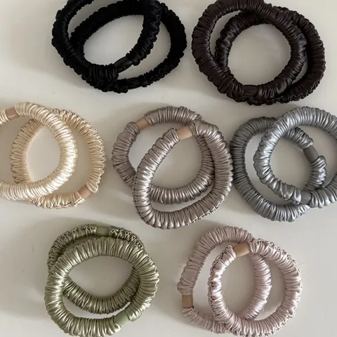Satin Texture Pleated Scrunchie High Elastic Hair Tie Solid Color Elegant Hair Accessories For Women Daily Use