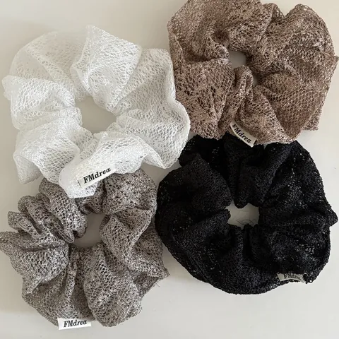 Vintage Spitze Bestickt Haargummis Elegant Netz Ajouré Haarbänder Hoch Elastisch Stoff Haarschmuck Für Täglich Dating Damen