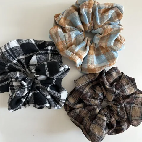 Oversized Geblokte Scrunchie Vintage Koreaanse Stof Haarelastiek Grote Ruitjes Ponytail Houder Decoratieve Haaraccessoire Dames