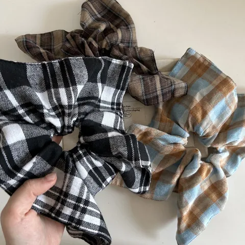 Vintage Plaid Pattern Scrunchies For Women Bow Knot Hair Tie Elegant Checkered Ponytail Holder Hair Ring Headwear Accessories