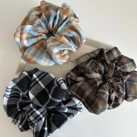 Oversized Geblokte Scrunchie Vintage Koreaanse Stof Haarelastiek Grote Ruitjes Ponytail Houder Decoratieve Haaraccessoire Dames