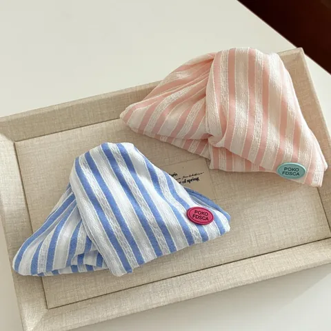 Korean Fresh Striped Fabric Wrapped Hair Claw Clip Large Shark Clip For Women Sweet Bowknot Triangle Hair Accessory