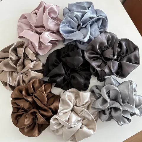 Large Satin Scrunchies Pearlescent Solid Color High Elastic Hair Ties Elegant French Style Hair Accessories For Women