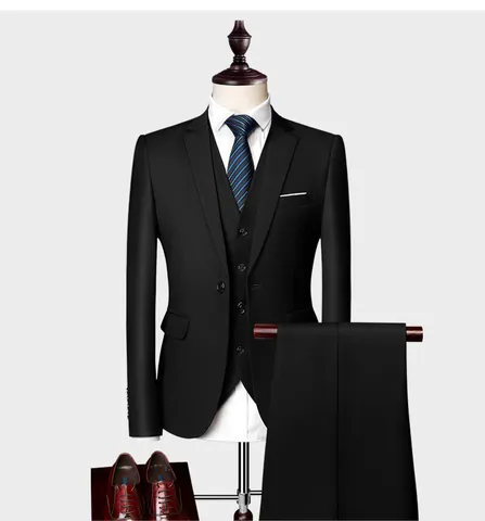 Traje Blanco para Hombre de Corte Ajustado Blazer Chaleco Y Pantalones Estilo Coreano Casual Negocios Boda Fiesta Moda Formal Masculina