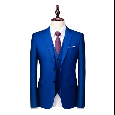 Heren Slim Fit Colbert Vest En Broek Kostuum Effen Kleur Notch Revers Zakelijk Huwelijk Formeel Bruidegom Feestkleding