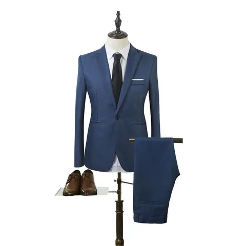 Hombres Business Casual Seda Traje Conjunto de Tres Piezas Chaqueta Pantalones Camisa Formal Boda Fiesta