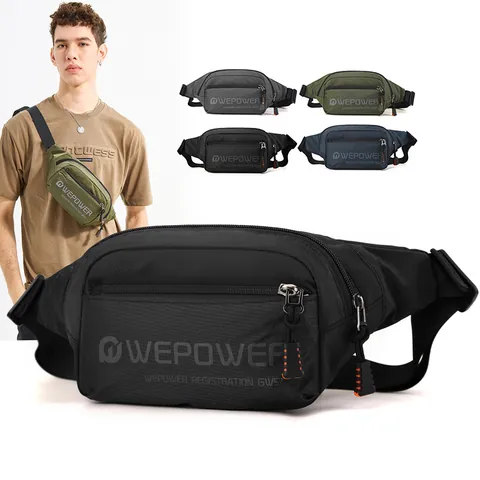 WEPOWER Herren Wasserdichte Nylon Gürteltasche Outdoor Sport Brusttasche Multi-Pocket Crossbody Schultertasche Casual Travel Pack