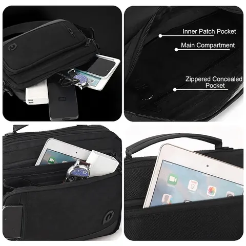 Men Casual Nylon Crossbody Bag Waterproof Large Capacity Shoulder Messenger Bag For Commuting Travel Business Daily Use
