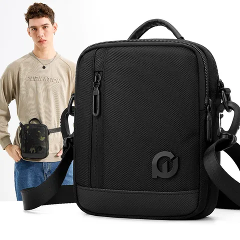 Men Casual Nylon Crossbody Bag Waterproof Functional Shoulder Bag Outdoor Sport Waist Pack Tactical Messenger Bag Travel