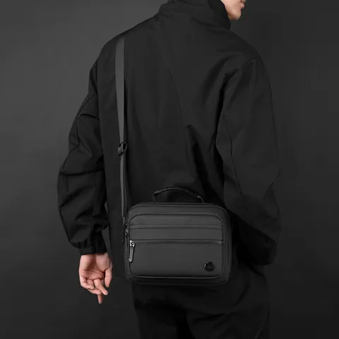 Men's Waterproof Nylon Crossbody Bag Functional Messenger Bag Multi-Pocket Adjustable Strap For Sport Cycling Commute Top Handle
