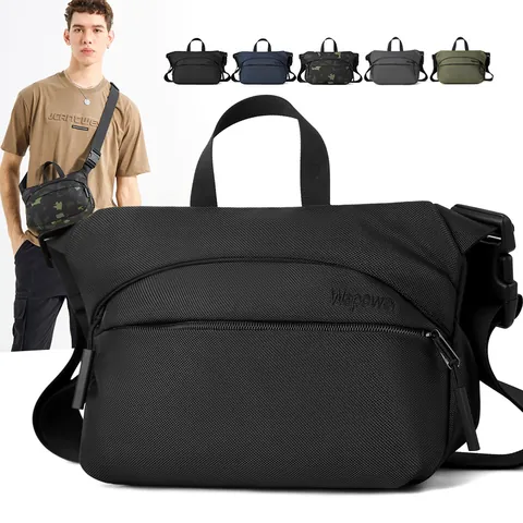 Men's Waterproof Nylon Chest Bag Crossbody Shoulder Bag Large Capacity Multi-Pocket Casual Sport Travel Business Handbag Solid Camouflage
