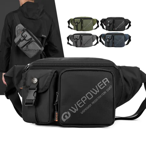 Men Waterproof Nylon Chest Bag Multi Functional Waist Pack Casual Crossbody Bag For Outdoor Travel Sports WEPOWER GW57