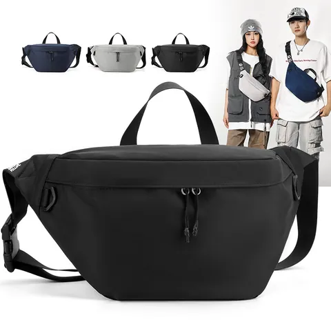 Men Large Capacity Waterproof Nylon Chest Bag Trendy Casual Crossbody Shoulder Bag Sport Outdoor Waist Bag