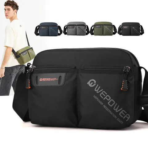 WEPOWER Men's Casual Crossbody Bag Large Capacity Waterproof Nylon Messenger Bag Multi-Pocket Outdoor Commuter Shoulder Bag