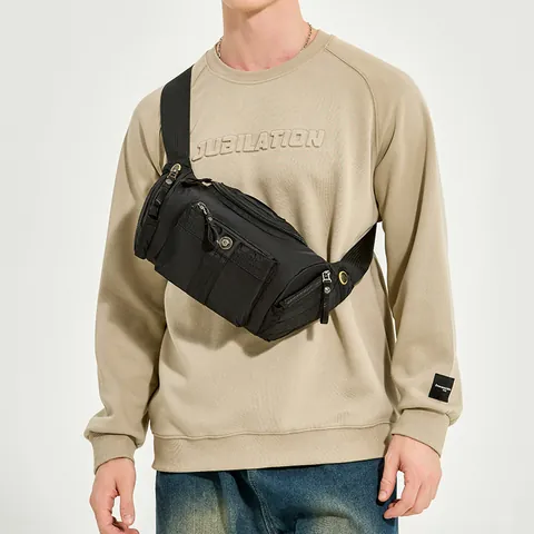 Men Multi-functional Waterproof Outdoor Tactical Chest Bag Nylon Large Capacity Fanny Pack Crossbody Waist Bag Casual Sports Travel