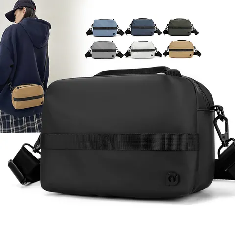 Waterproof Coated Nylon Crossbody Bag For Men Sporty Small Messenger Bag With Adjustable Strap Lightweight Shoulder Bag For Daily Travel Casual Style