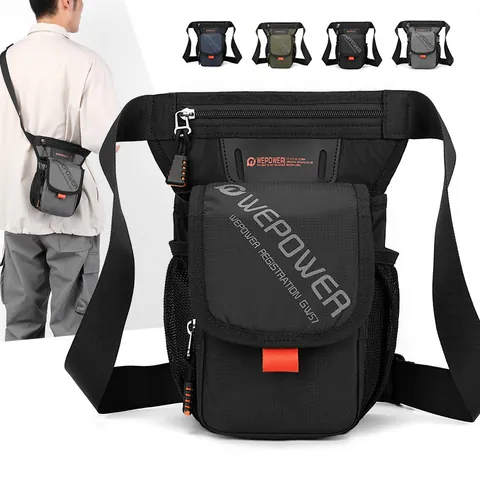 Men's Multipurpose Tactical Waist Leg Bag Water Repellent Nylon Outdoor Sport Cycling Hiking Sling Bag Large Capacity Crossbody Bag