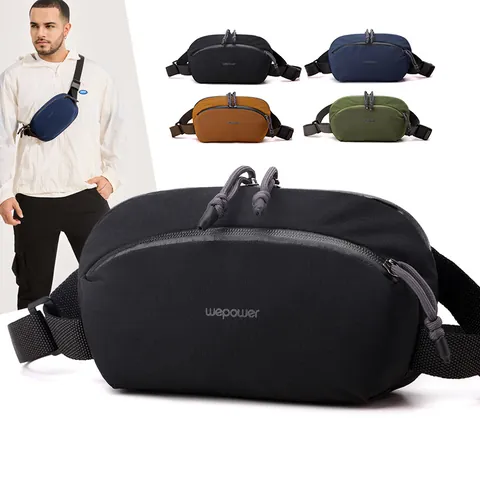 Men Waterproof Nylon Chest Bag Sporty Crossbody Sling Bag Multi Pocket Casual Fanny Pack Outdoor Travel Shoulder Bag
