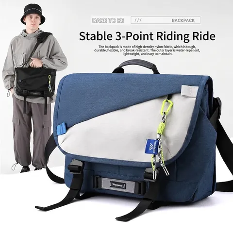Borsa a Tracolla Funzionale Impermeabile da Uomo Grande Capacità Urban Techwear Crossbody Borsa per Pendolarismo Viaggi Laptop Spalla