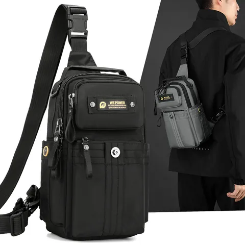 WEPOWER Men Waterproof Nylon Chest Bag Multi Functional Sling Crossbody Backpack For Outdoor Travel Casual Commute Lightweight Tactical Bag
