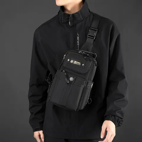 WEPOWER Men Waterproof Nylon Chest Bag Multi Functional Sling Crossbody Backpack For Outdoor Travel Casual Commute Lightweight Tactical Bag