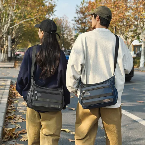 WEPOWER Bolso de Bandolera para Hombre Gran Capacidad Nailon Impermeable Casual Viaje Bolso Mensajero Negocios Multibolsillo