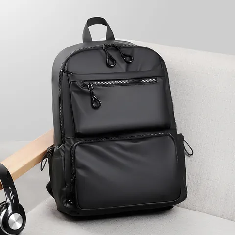 Zaino per Laptop da Uomo Impermeabile in Nylon Grande Capacità Borsa per Computer da 15 Pollici Zaino Casual da Viaggio con Fascia per Trolley
