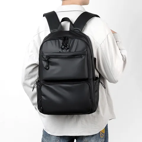 Zaino per Laptop da Uomo Impermeabile in Nylon Grande Capacità Borsa per Computer da 15 Pollici Zaino Casual da Viaggio con Fascia per Trolley
