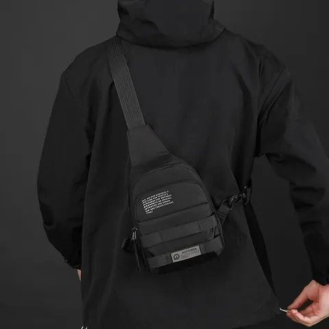 Men Urban Tactical Chest Bag Water Repellent Nylon Sling Bag For Commuting Travel Outdoor Crossbody Bag Multi-Pocket Large Capacity