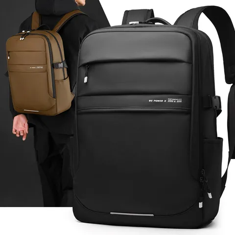 Waterproof Nylon Laptop Backpack Business Travel Bag Luggage Strap Reflective Strip Modern Casual School Daypack Men Women