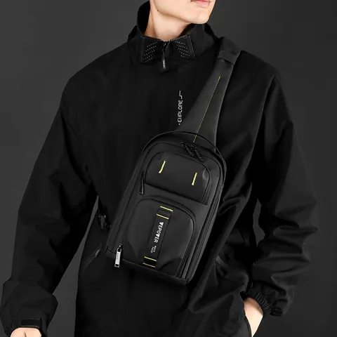 Herren Wasserdicht Sling Tasche Umhängetasche Brusttasche Mit Vielen Taschen Funktionale Nylon Schultertasche Für Outdoor Reisen Alltag
