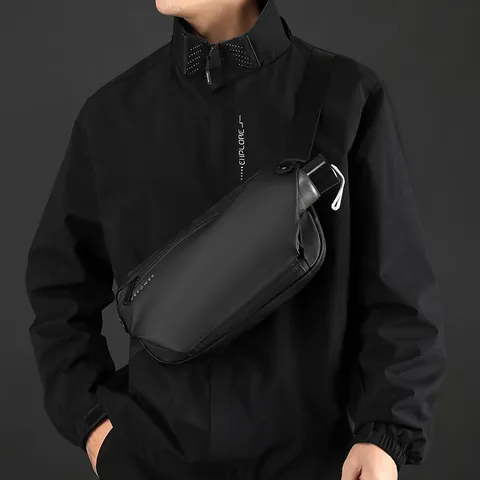 Men's Waterproof Nylon Sling Bag Large Capacity Multi-functional Chest Bag Crossbody Bag For Outdoor Travel Casual Sport