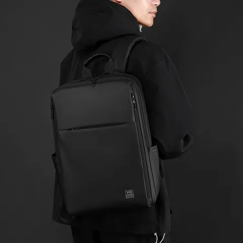 Men's Business Laptop Backpack Large Capacity Water Repellent Travel Casual Daypack Minimalist Solid Color Smart Storage