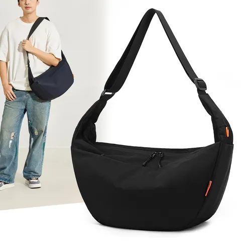 Borsa a Tracolla a Mezzaluna in Nylon Impermeabile da Uomo Grande Capacità Tracolla Larga Regolabile Casual Urban Outdoor